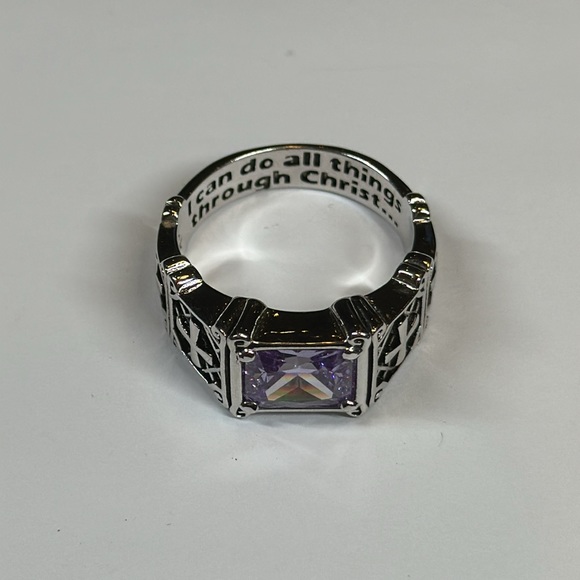 Danbury mint amethyst ring I can do all things through Christ - Picture 2 of 5